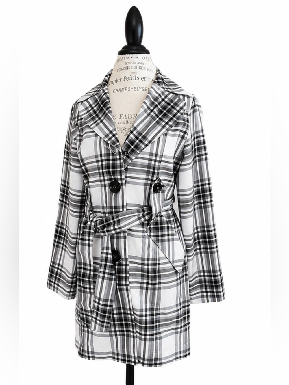 Cleo Plaid Trench Coat Women’s Size 4 Belted Lightweight Jacket